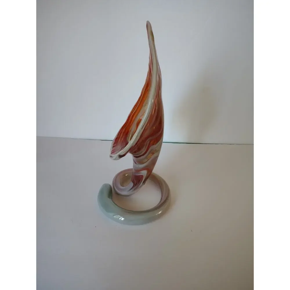 Spiro Jack in the Pulpit Trumpet Vase Calla Lily Vintage MCM Orange Coil Swirl